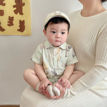 Rabbit Pattern Short-Sleeved Baby Romper