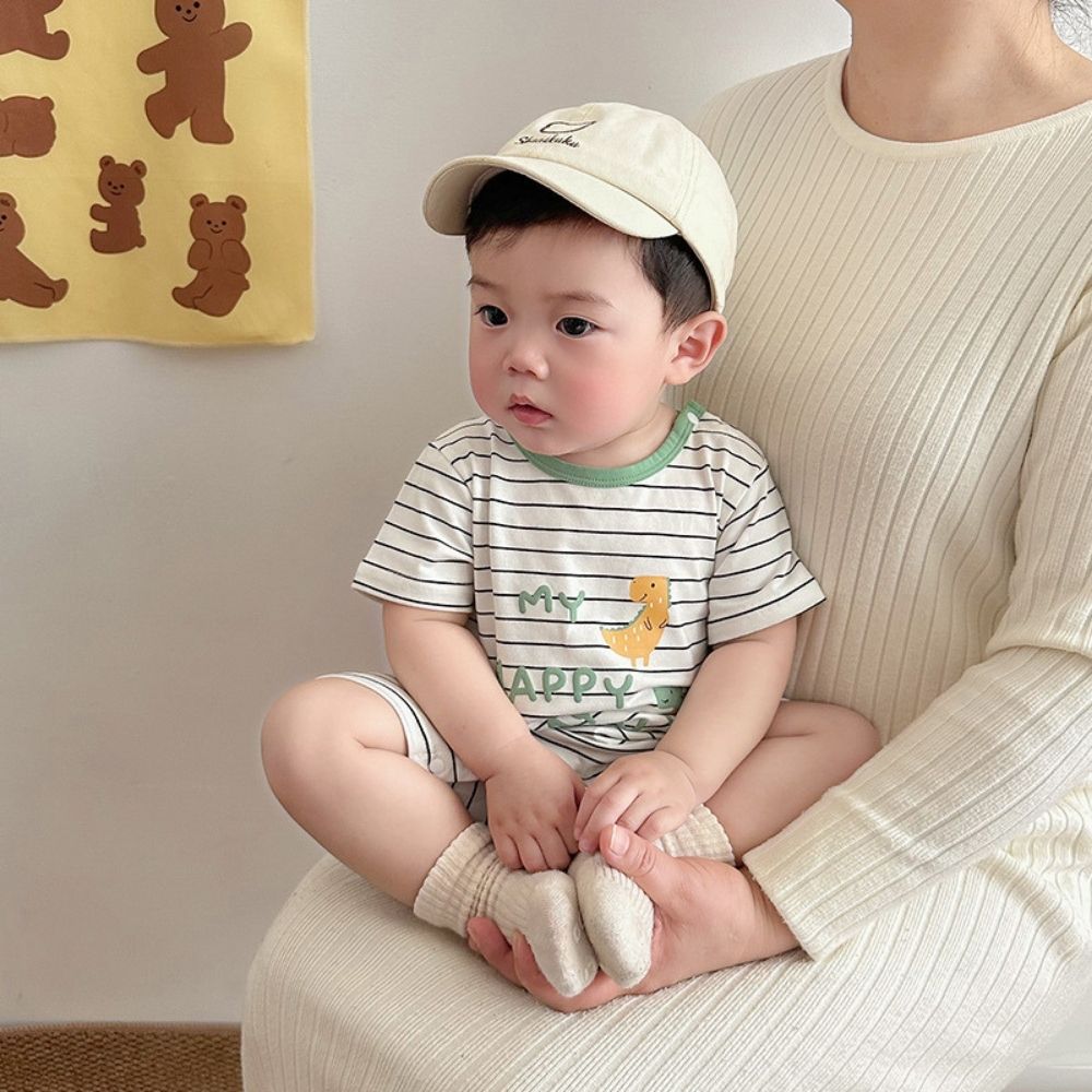 Dinosaur & Striped Pattern Baby Romper