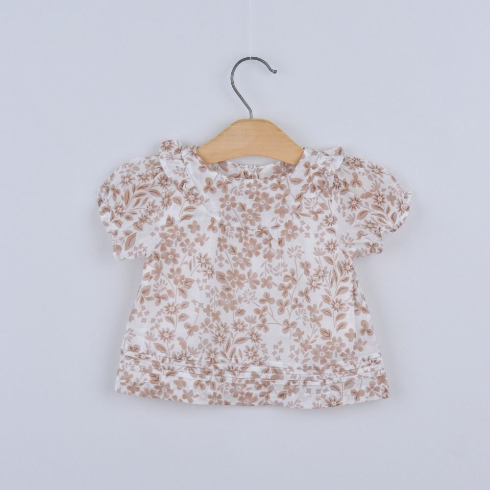 Flower Print Half Sleeve Baby Frock