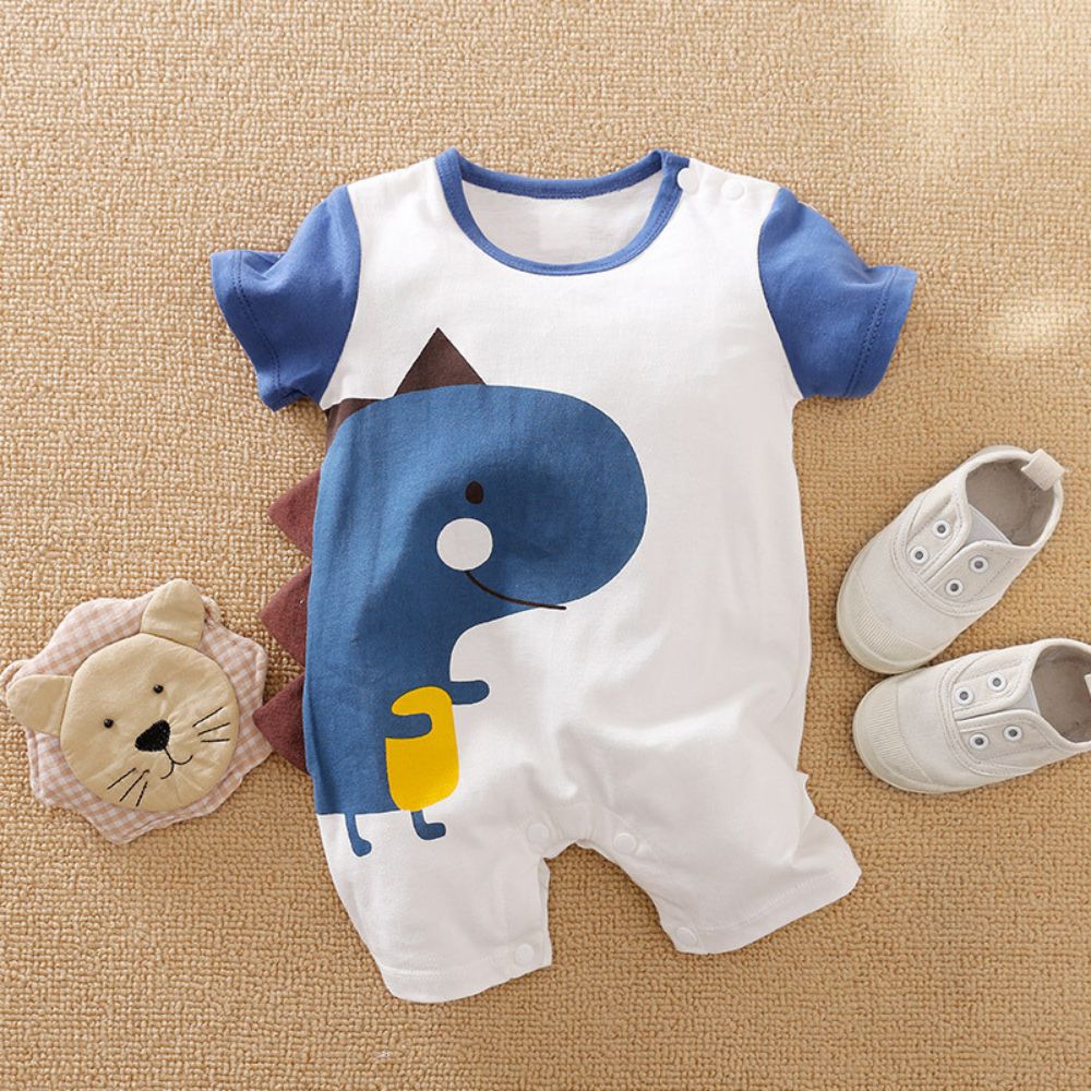 Mini Dino Design Half Sleeve Romper for Kids