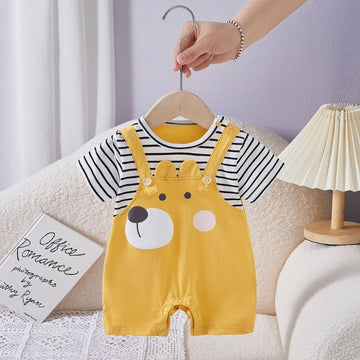 Bear Design Yellow Baby Romper