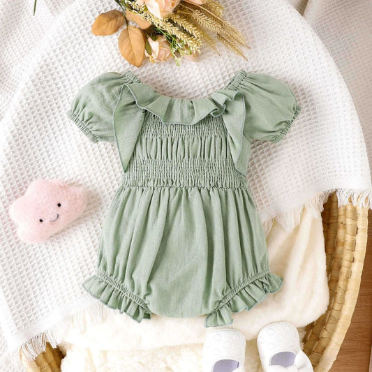 Ruffled Design Stretchable Soft  Onesies Dress For Newborn