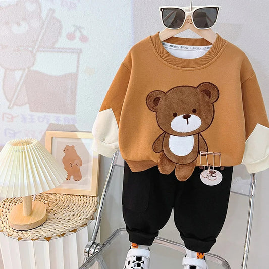 Toddler Teddy Printed Full Sleeve Sweatshirt & Pants Set