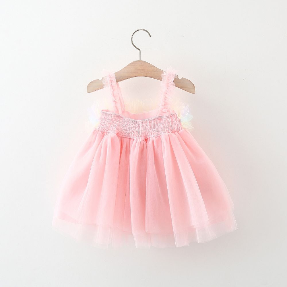 Bold N Elegant Party Wear Soft Net Pink Designer Frock For Girls
