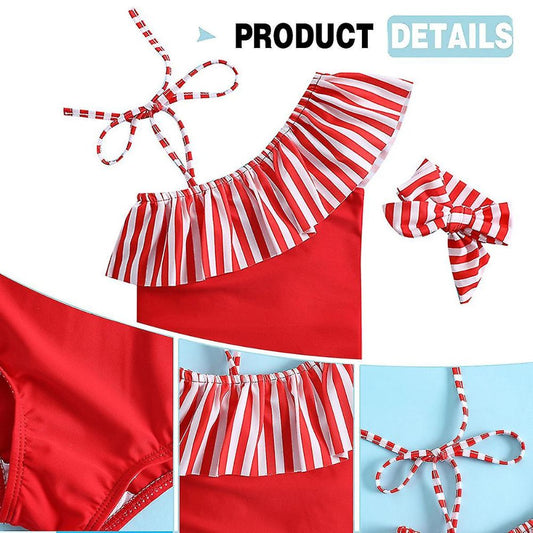 Girls Asymmetric Swimsuit With Headband