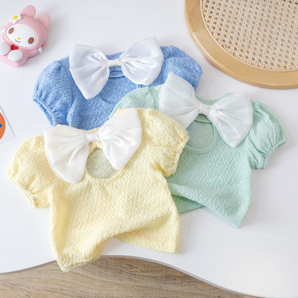 Stylish Short Sleeve Crepe Top With Large Bow For Baby Girl 9 - 12 M