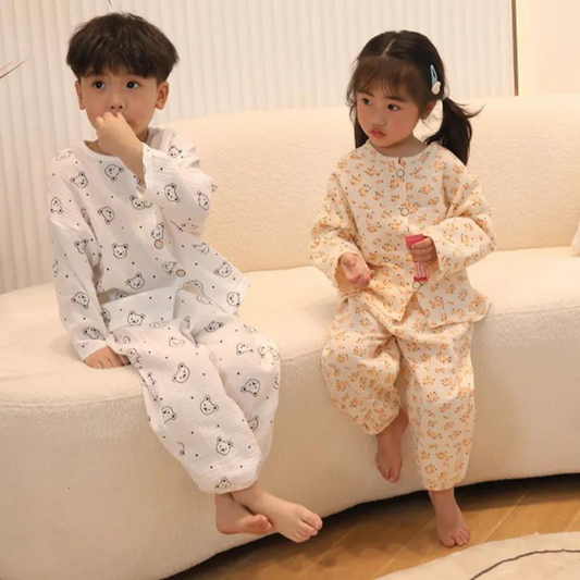 Cute Printed Soft Muslin Comfortable Night Suit Pyjama Set For Kids