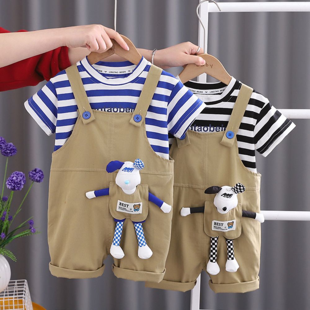 T-shirt and Dungaree Overall Set