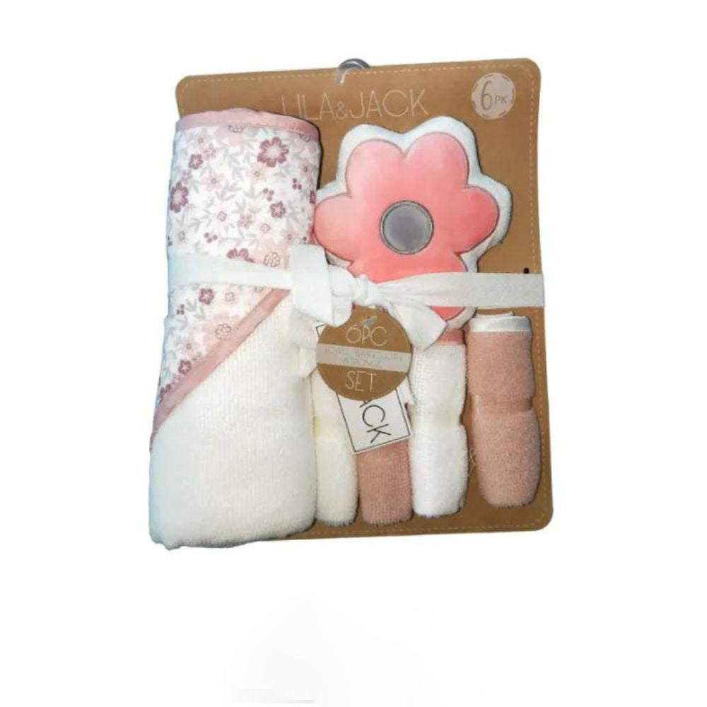 Baby Hooded Towel With Wash Cloth And Small Character Pillow