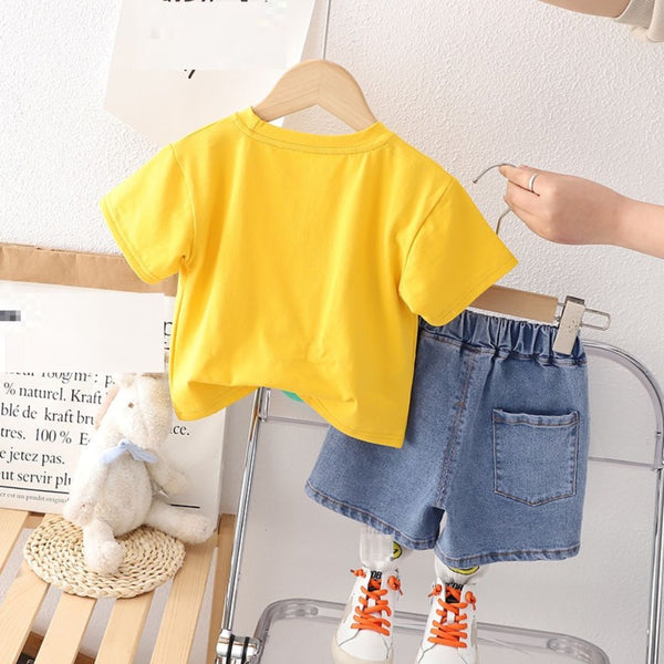 Denim Mesh Tee + Short Set main image 1