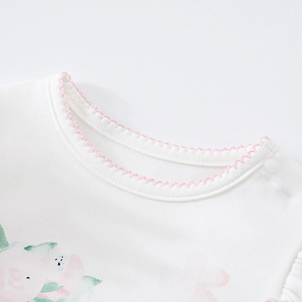 Baby Girl Animal and Flower Print Long Sleeve Romper