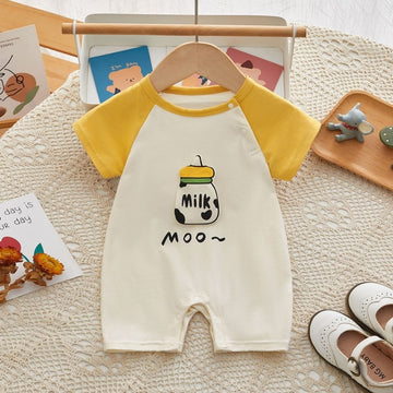 Milk Bottle Design On Baby's  Romper