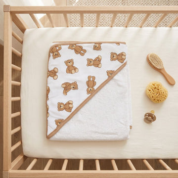 Teddy Bear & Rainbow Print Hooded Towel