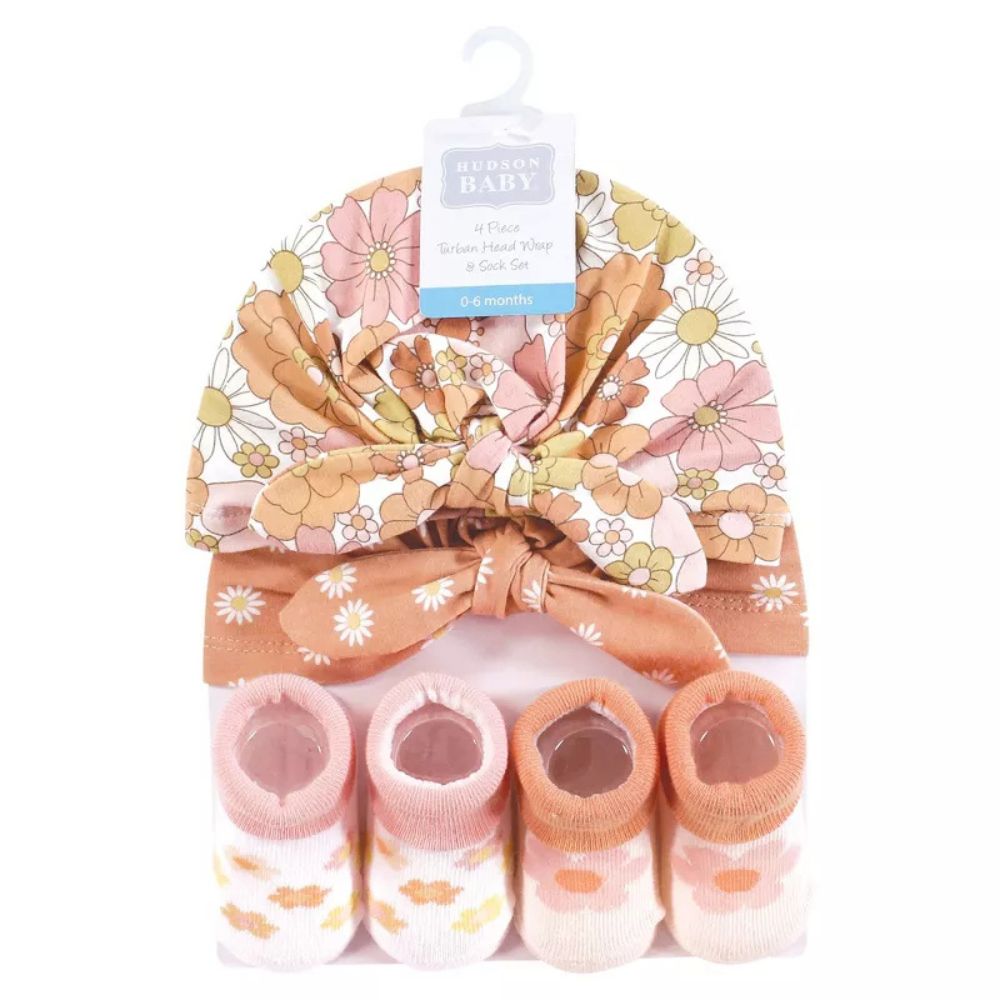 4-Piece Turban Head Wrap & Sock Set