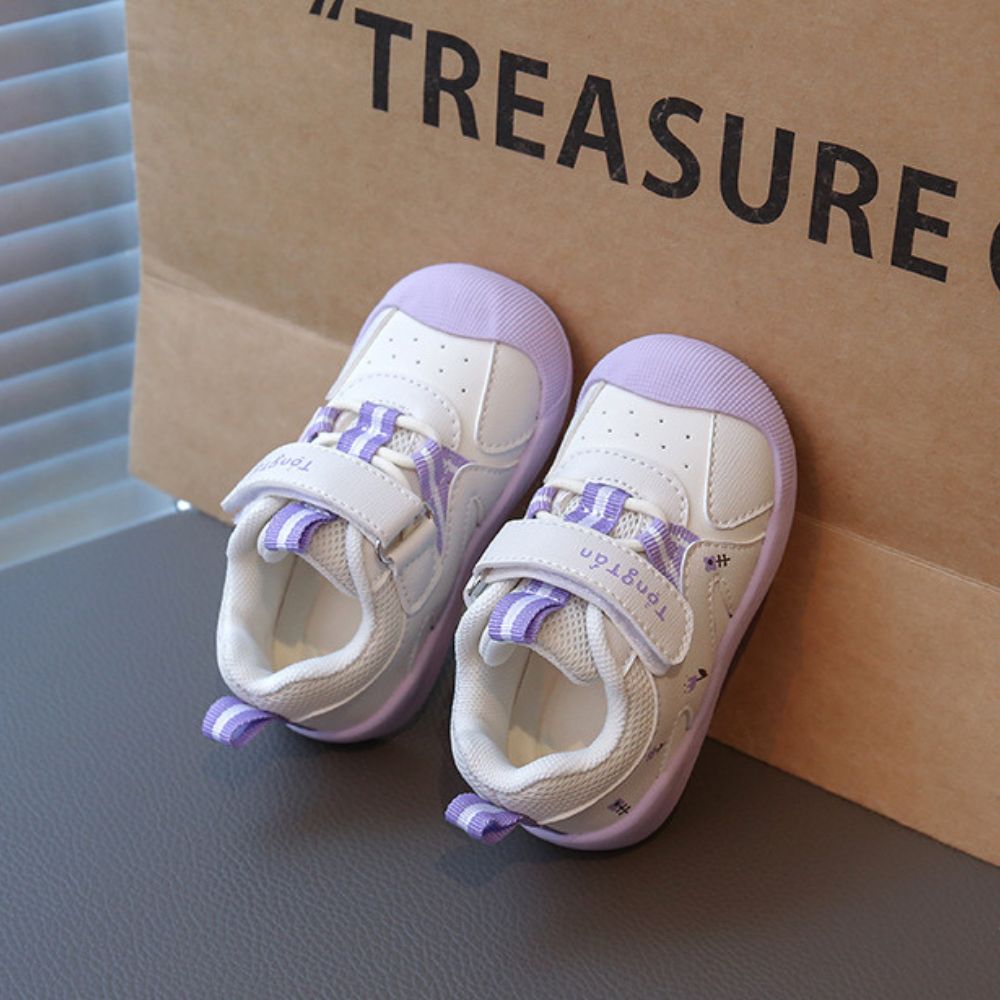 White & Purple Non-Slip Velcro Sneakers