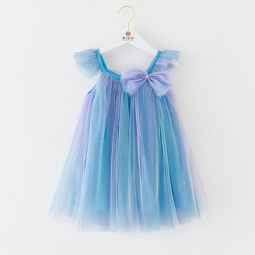 Soft Tulle Sleeveless Fluffy Party Dress With Bow Shaped Brooch Pin