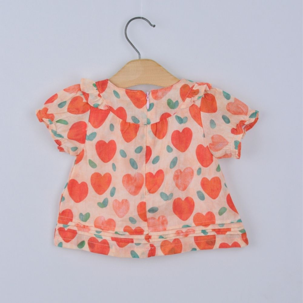 Heart Print Half Sleeve Baby Girl Frock