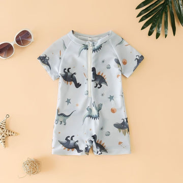 Baby Boy's Dinosaur Print Rash Guard Swimsuit