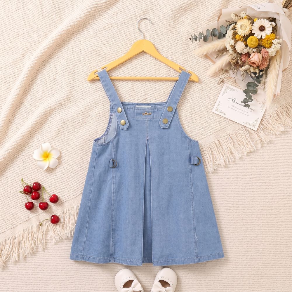 Girls' Classic Denim Pinafore Dress | Soft Cotton Sleeveless Overall Dress