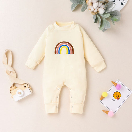 Stretchable Full Length Romper With Rainbow
