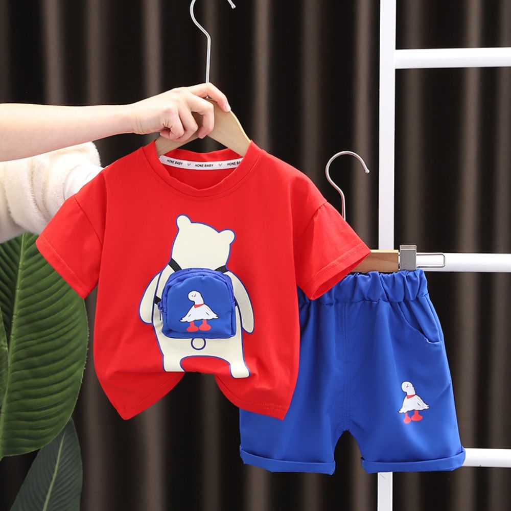 Short Sleeve Soft Cotton Tees and Shorts Set