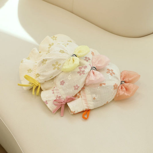 Large Bow Ruffled Brim Straw Hat For Girls 2 To 6 Years