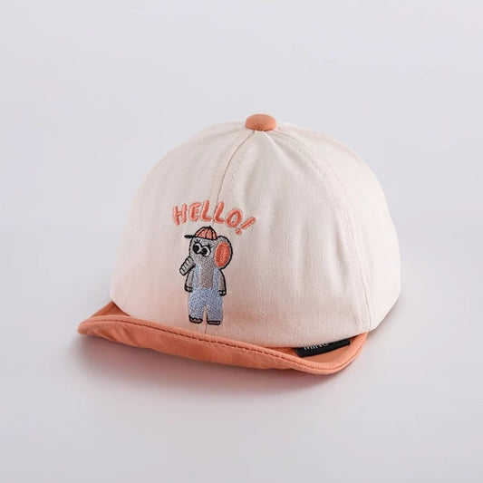 Elephant Logo Cotton Sports Cap In Double Color For Kids