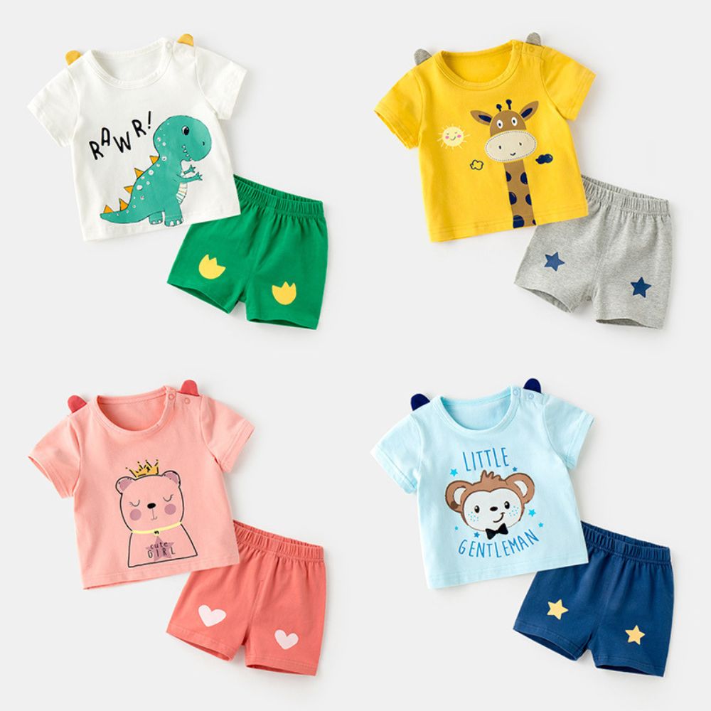 Toddler Cute Cartoon Prints T-shirt And Short Pant Sets
