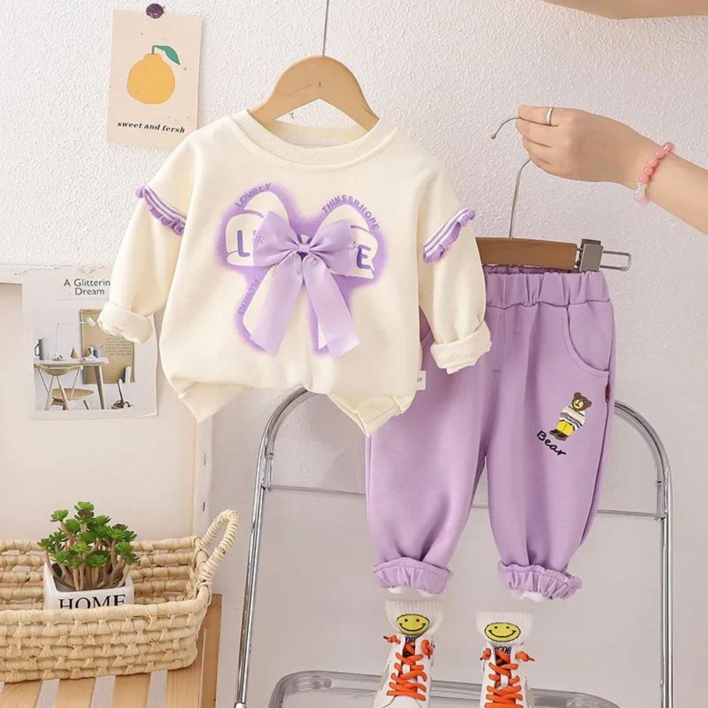 Elegant Flower Cotton Girls Clothing Set