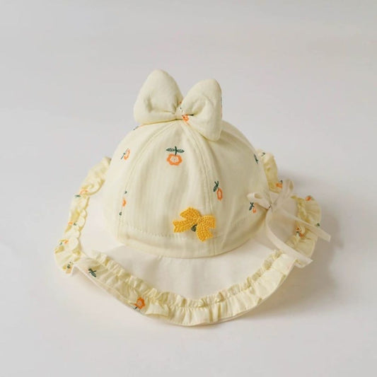 Baby Girl Pure Cotton Fashionable Hats With Bow 2 - 5 Years