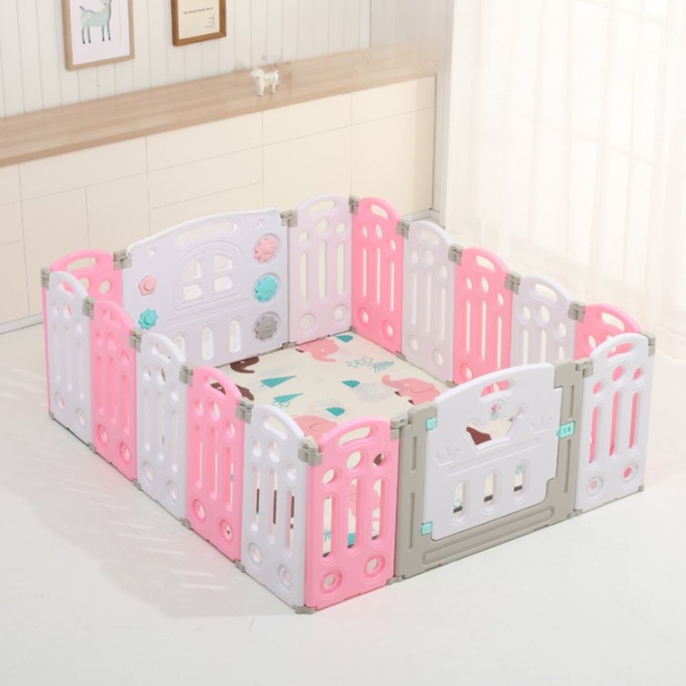 16 Panel Foldable Baby Playpen Activity Safety Play Yard