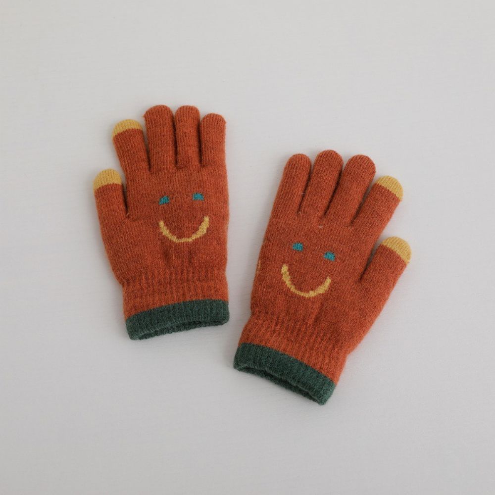 Smiley Print Winter Gloves For Kids