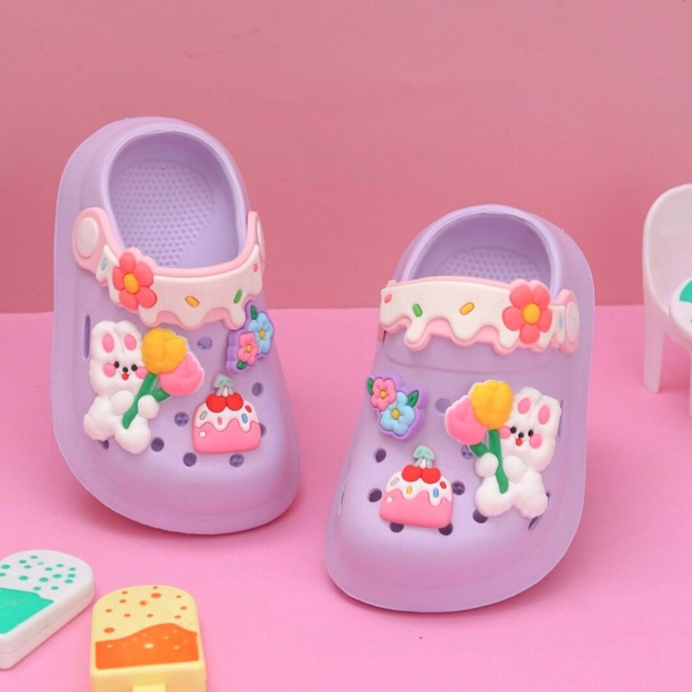 Crocs Rabbit Colorful Bottom Cute Rabbit With Flowers Crocs For Toddlers