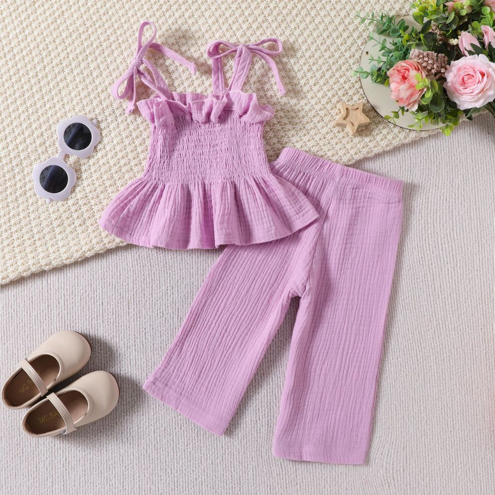 Baby Girl Sleeveless Summer Soft Muslin Co-ord Dress Set