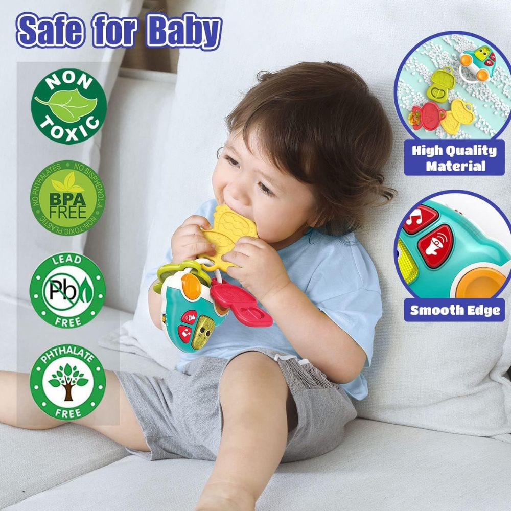 Fun And Educational Light And Musical Car Keychain Teether Cum Toy