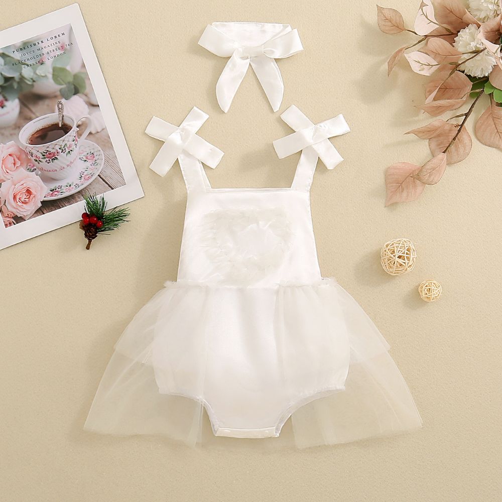 Baby Girl Sleeveless Frock & Tulle Skirt Set - Matching eadband
