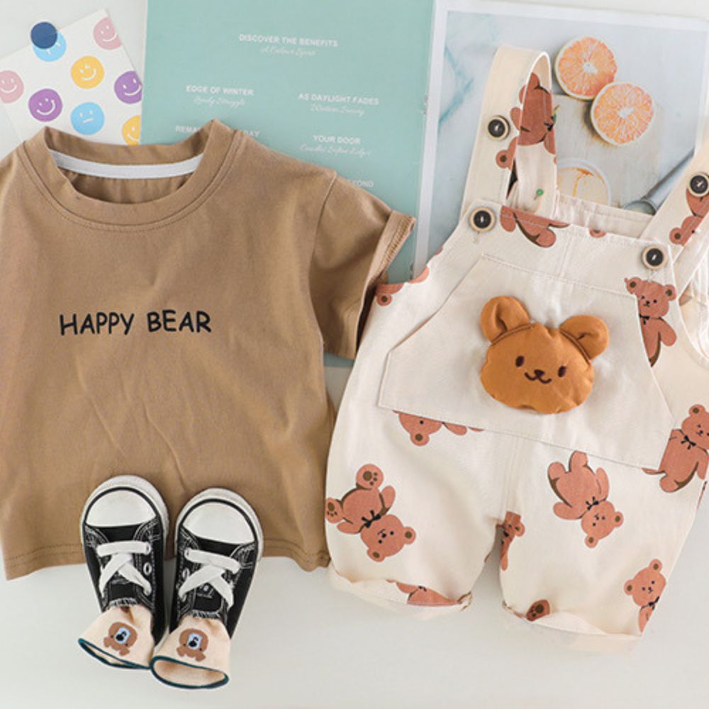 T-shirt and Dungaree Overall Set