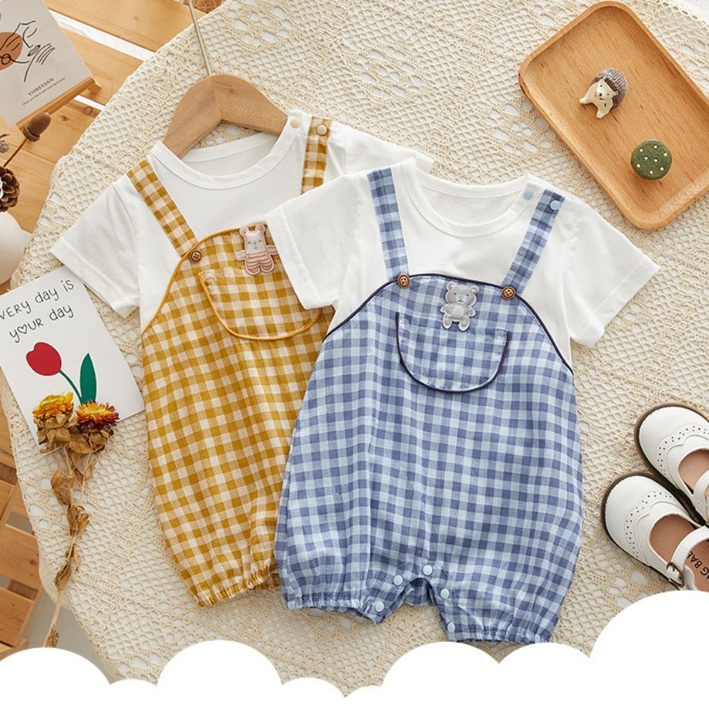 Baby's Check Print Romper – Comfortable and Stylish