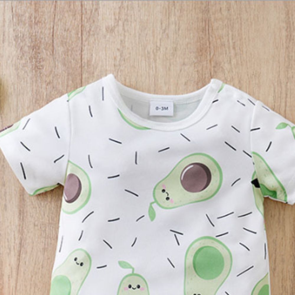 Avocado Fruit Print Half Sleeve Romper for Kids
