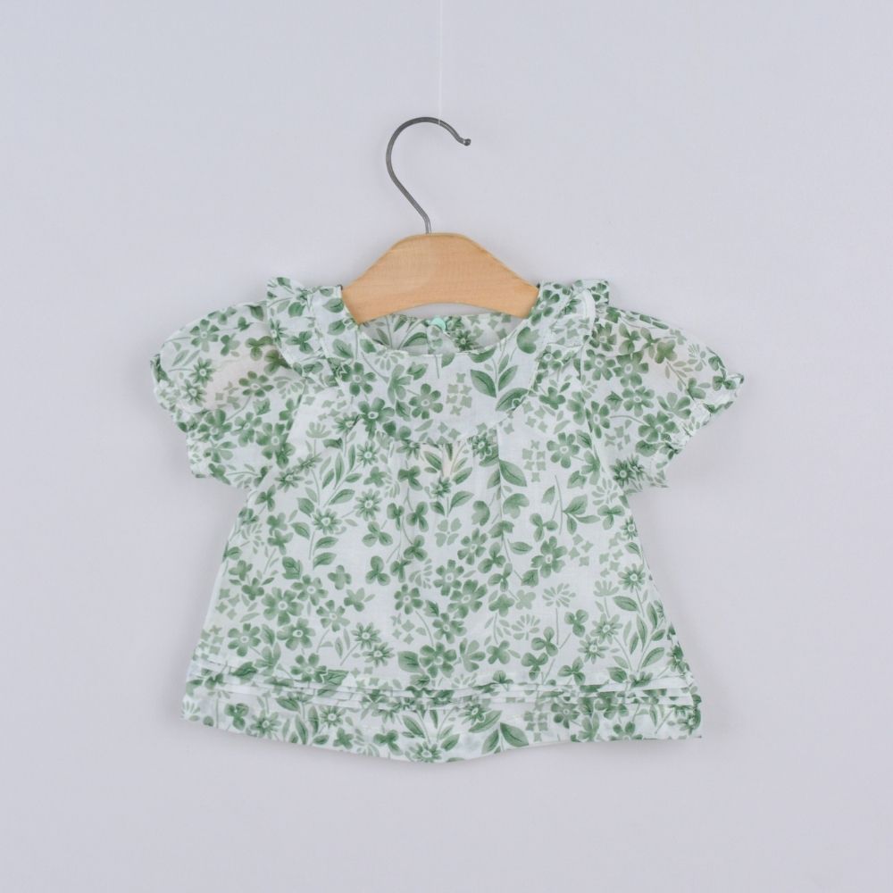 Flower Print Half Sleeve Baby Frock