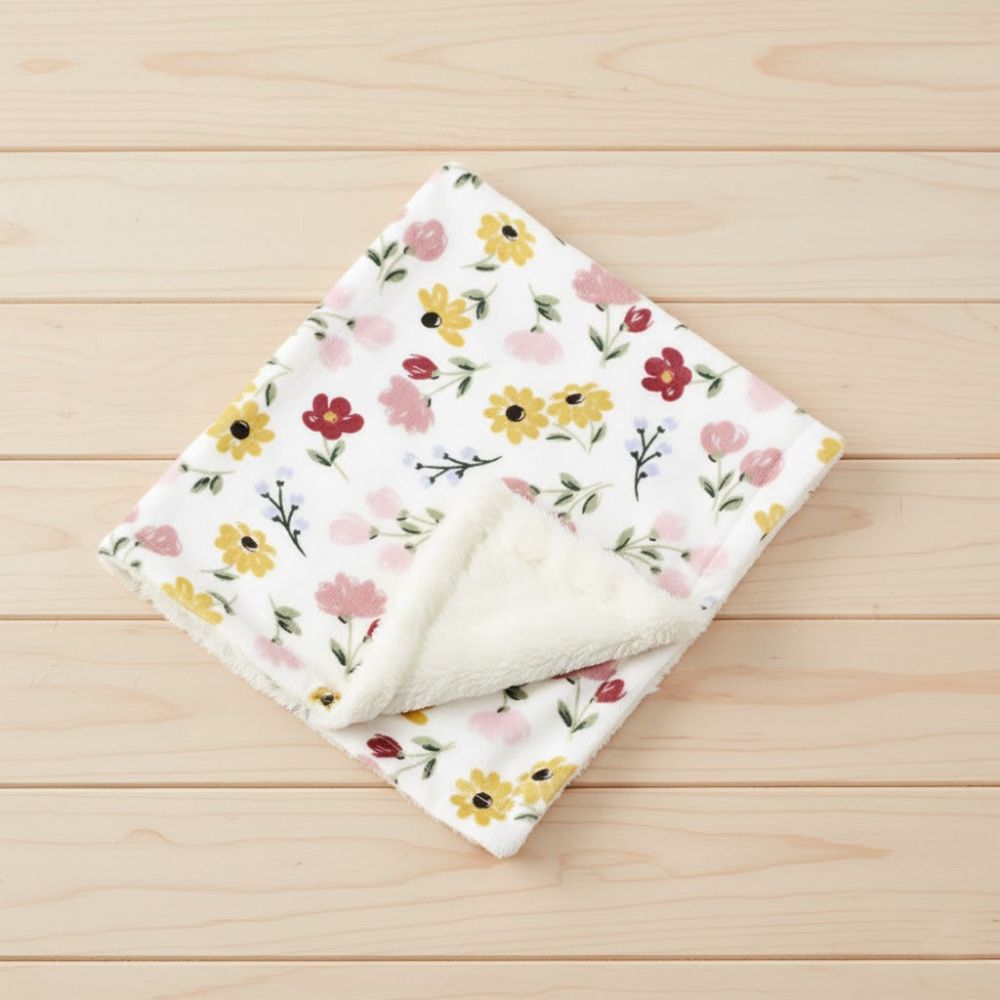 Floral Pattern Plush Blanket – Soft & Cozy Baby Blanket