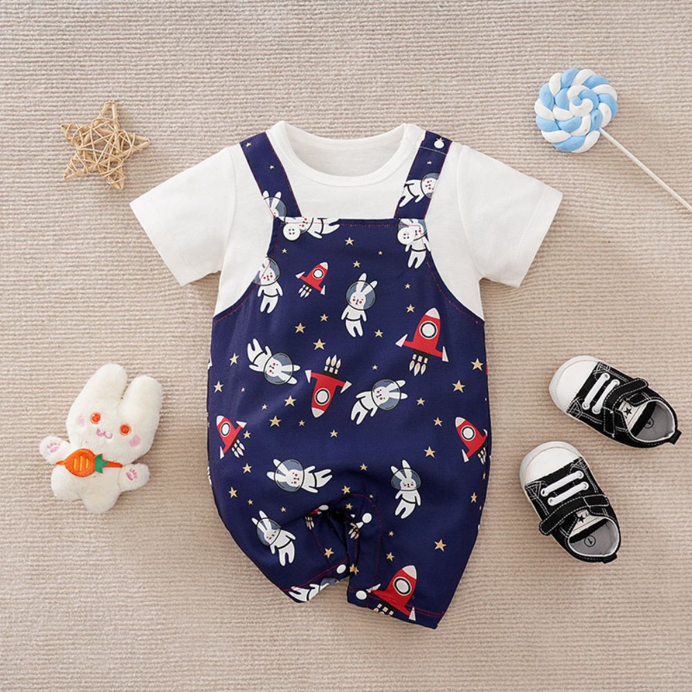 Cosmic Adventure Space Print Half Romper for Kids