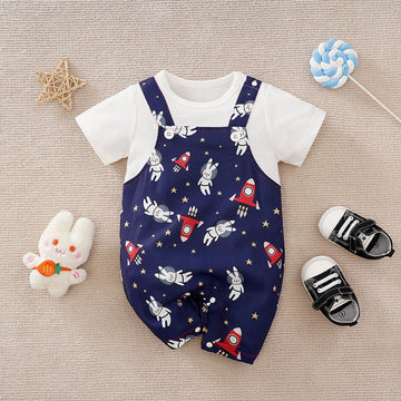 Cosmic Adventure Space Print Half Romper for Kids