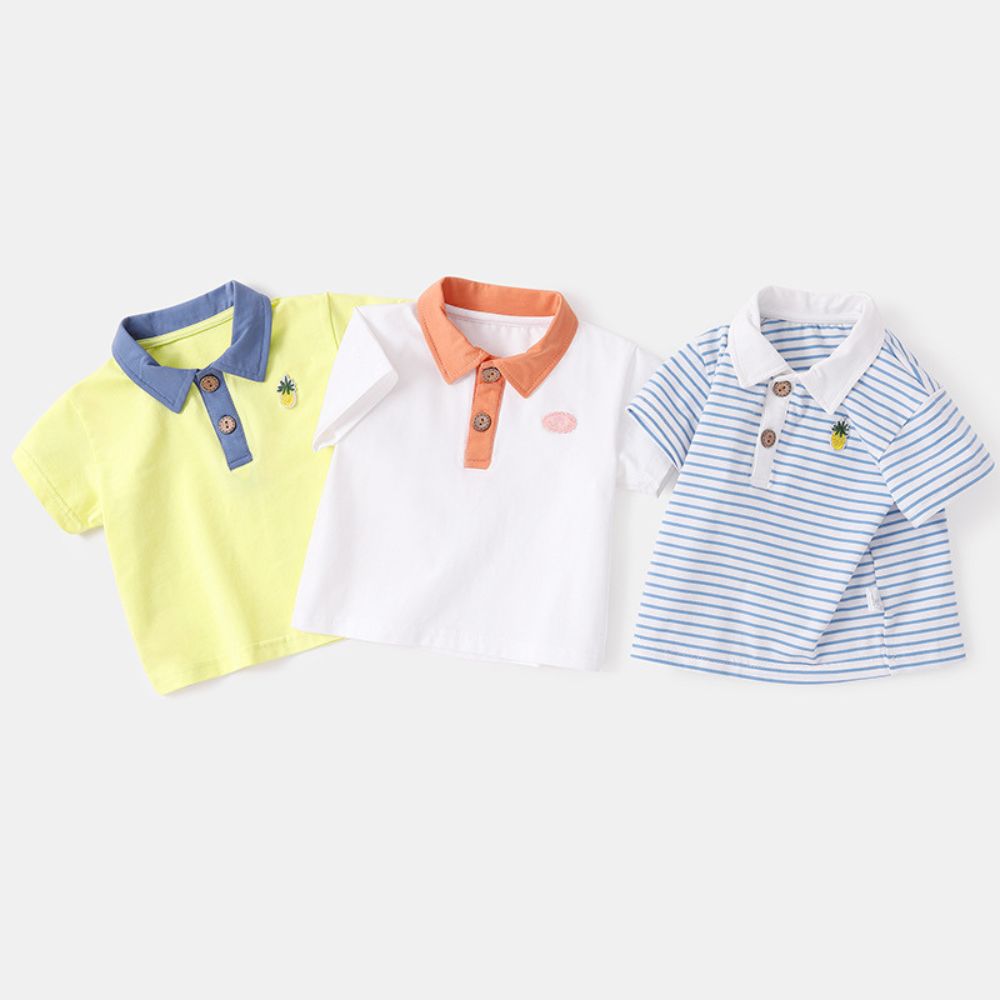 Toddler Baby Collared Cotton T-shirt For Baby Boys