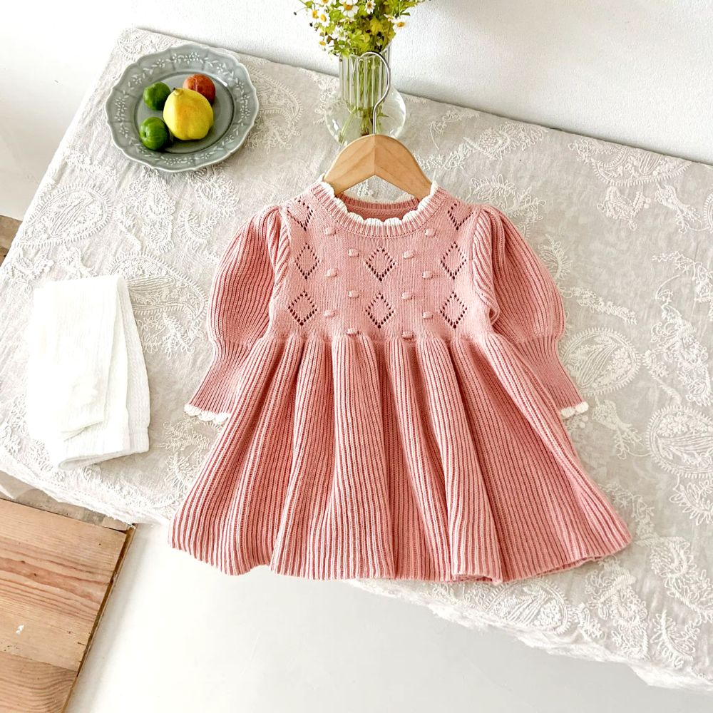 Cozy Knit Frock for Baby Girls Soft Warm Winter Frock