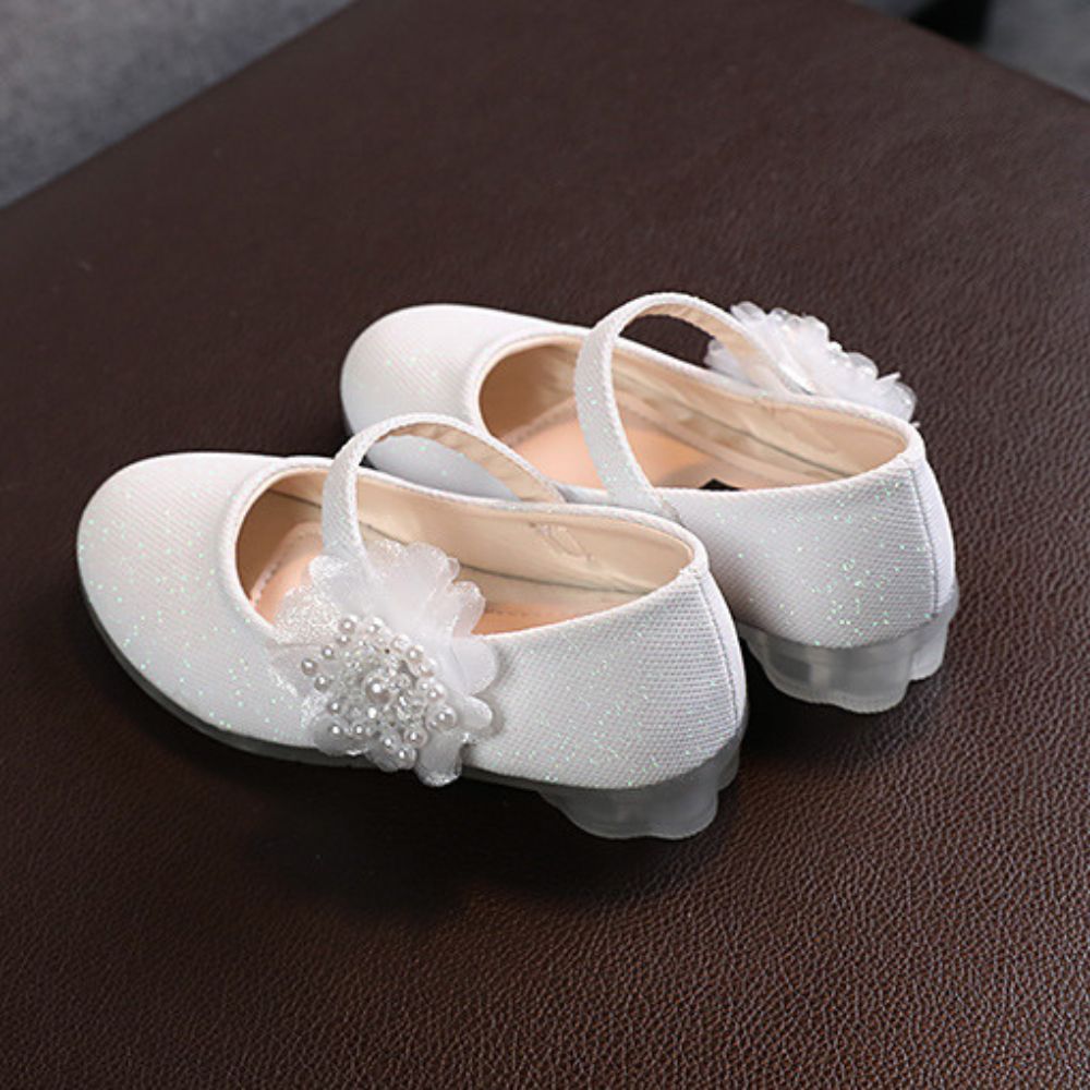 Elegant White Glittery Ballet Flats for Girls
