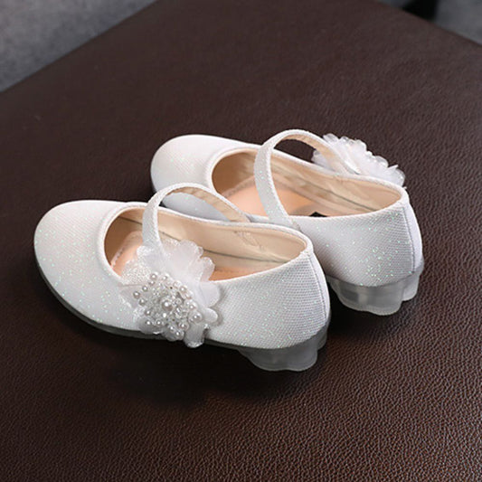 Elegant White Glittery Ballet Flats for Girls
