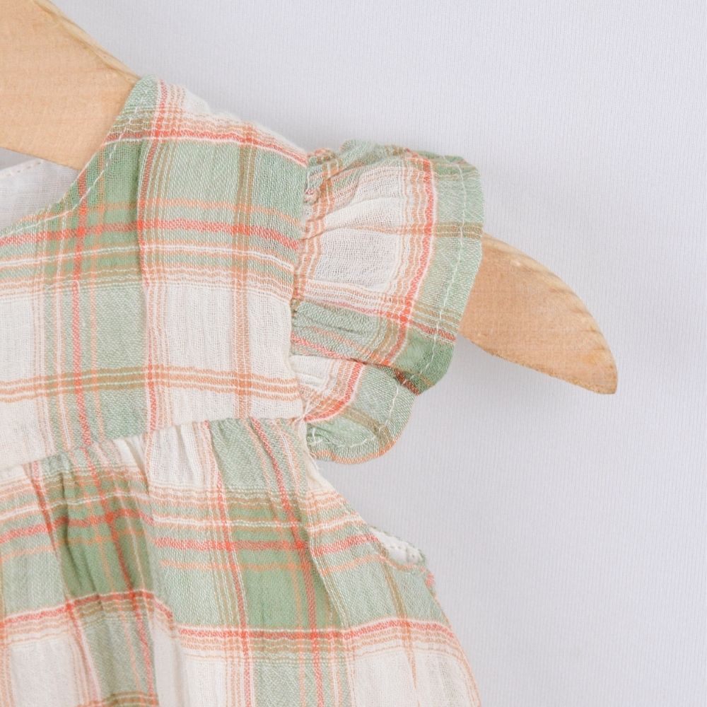 Check Print Sleeveless Baby Frock