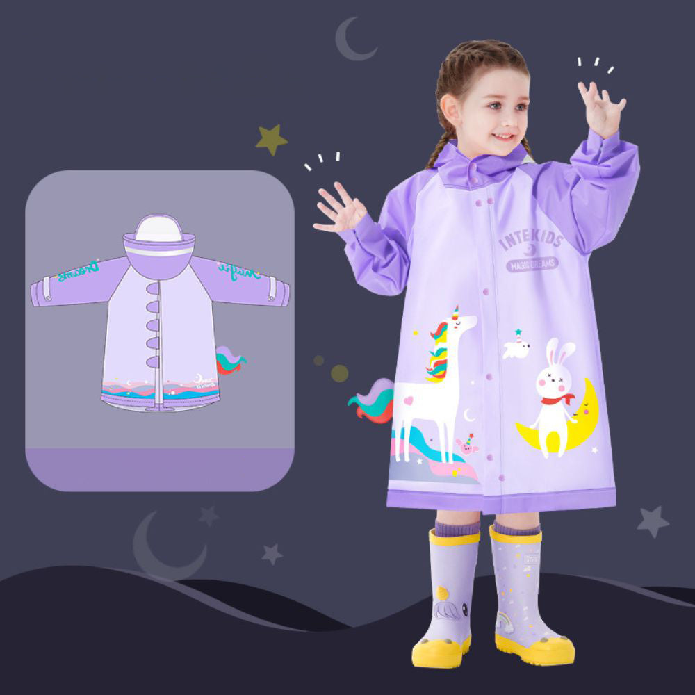 Fashionista Girls Unicorn Print Raincoats