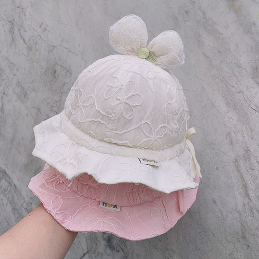 Bow Embellished Cotton Soft Hat Cap For Baby Girls 2 To 4 Years